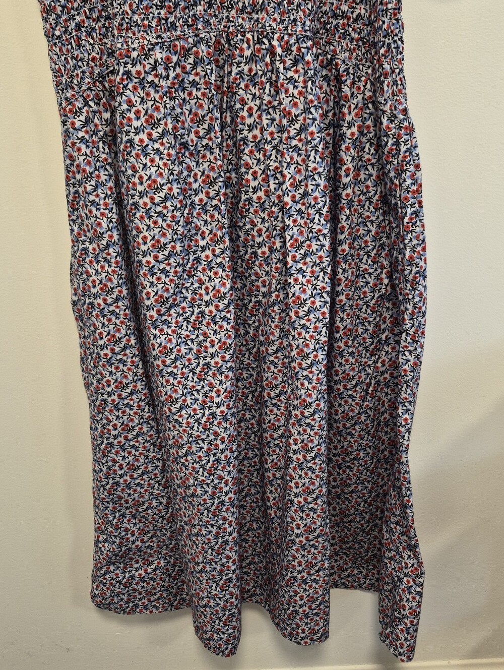 J. Crew Meadow Midi Dress Cotton Poplin Floral Smocked Puff Sleeves Size XL - Picture 8 of 14